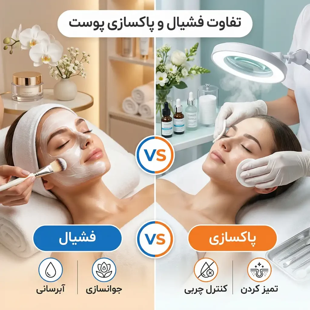 تفاوت فشیال و پاکسازی پوست